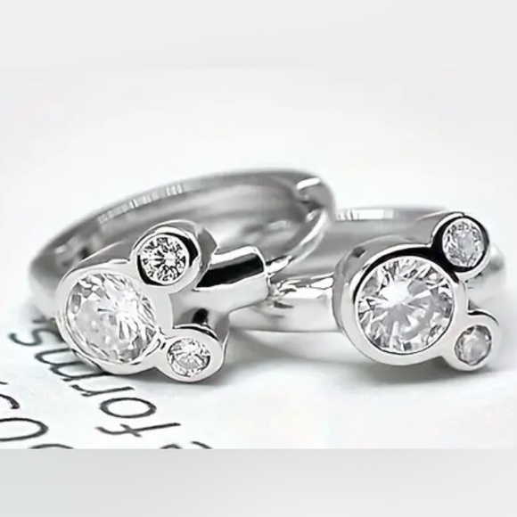 Mickey Mouse Sterling Silver Hypoallergenic Hoop Earrings - Picture 3 of 5